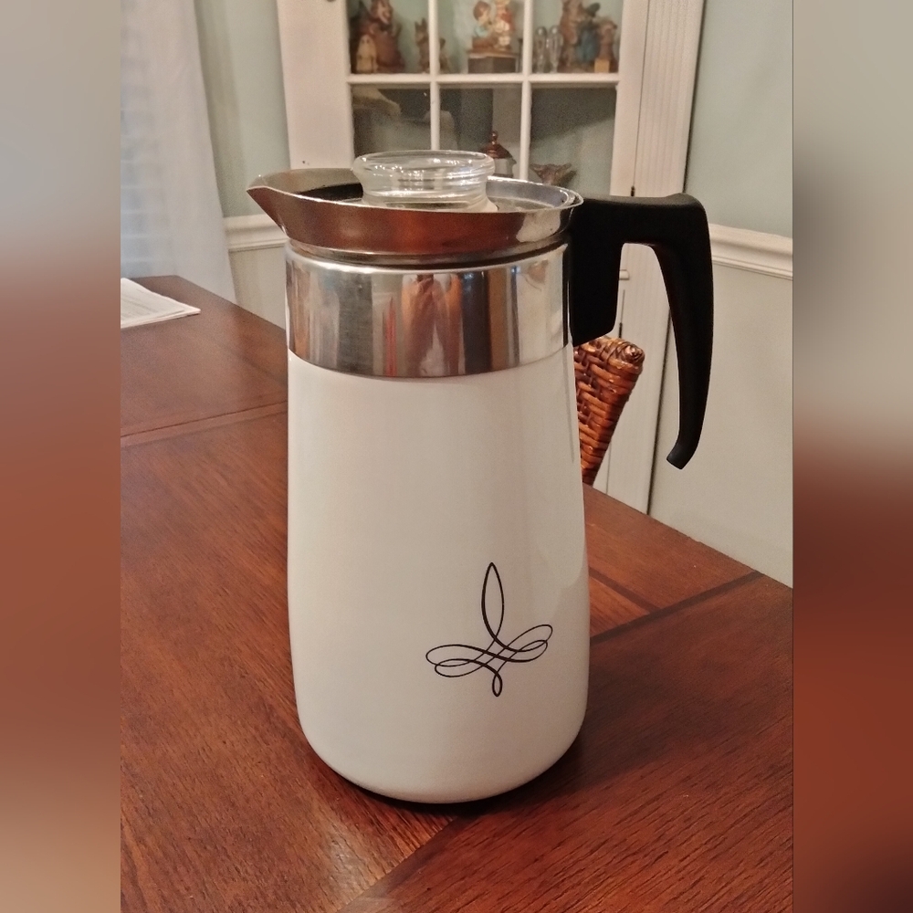 Corningware White and Black Coffee Carafe